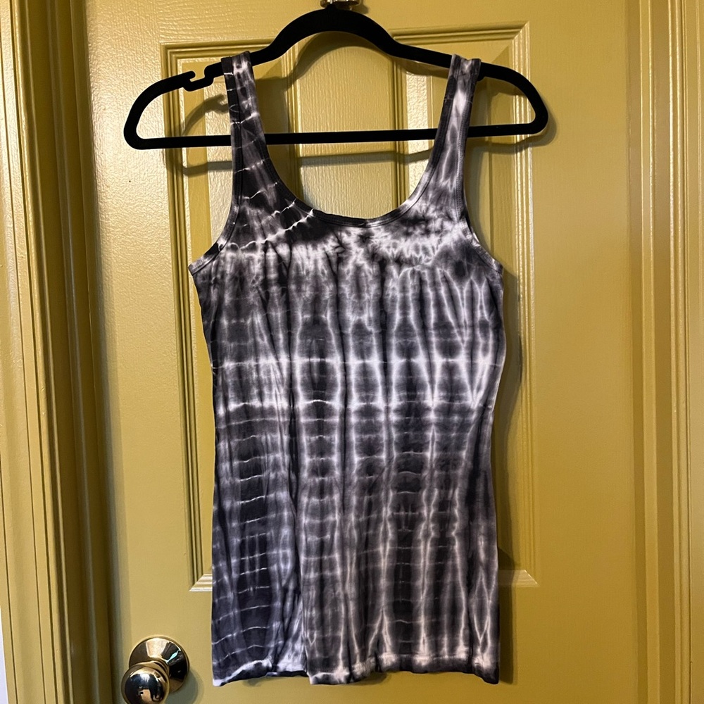 Stranded Gray & White Tie-Dye Tank Top